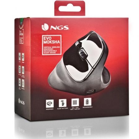 Ratón Ergonómico Inalámbrico NGS EVO Moksha/ Batería recargable/ Hasta 2400 DPI Ratón Ergonómico Inalámbrico NGS EVO Moksha/ Batería recargable/ Hasta 2400 DPI