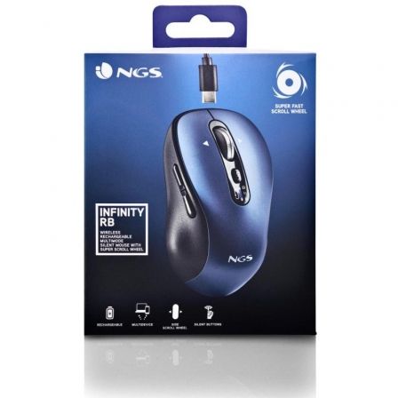 Ratón Inalámbrico por Bluetooth NGS Infinity-RB/ Batería recargable/ Hasta 3200 DPI/ Azul Ratón Inalámbrico por Bluetooth NGS Infinity-RB/ Batería recargable/ Hasta 3200 DPI/ Azul