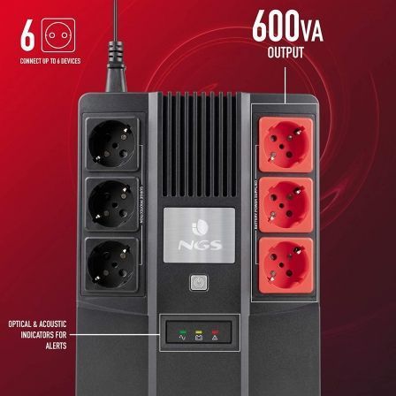 SAI Offline NGS Fortress Bunker/ 600VA-360W/ 6 Salidas/ Formato Bloque SAI Offline NGS Fortress Bunker/ 600VA-360W/ 6 Salidas/ Formato Bloque