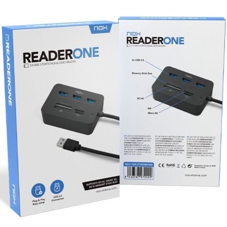 Hub USB 3.0 Nox Reader One/ 3xUSB/ 1x Lector de Tarjetas Hub USB 3.0 Nox Reader One/ 3xUSB/ 1x Lector de Tarjetas