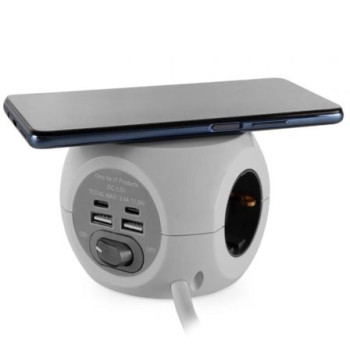Regleta Orbegozo EN 4500 con Carga inalámbrica/ 3 Tomas de corriente/ 2 USB - 2 USB Tipo C/ Cable 1.5m/ Blanca y Gris Regleta Orbegozo EN 4500 con Carga inalámbrica/ 3 Tomas de corriente/ 2 USB - 2 USB Tipo C/ Cable 1.5m/ Blanca y Gris