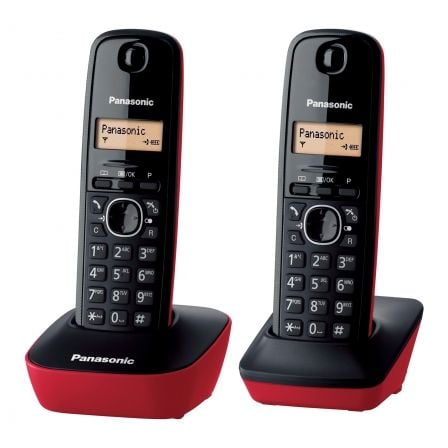 Teléfono Inalámbrico Panasonic KX-TG1612/ Pack DUO/ Negro y Rojo Teléfono Inalámbrico Panasonic KX-TG1612/ Pack DUO/ Negro y Rojo