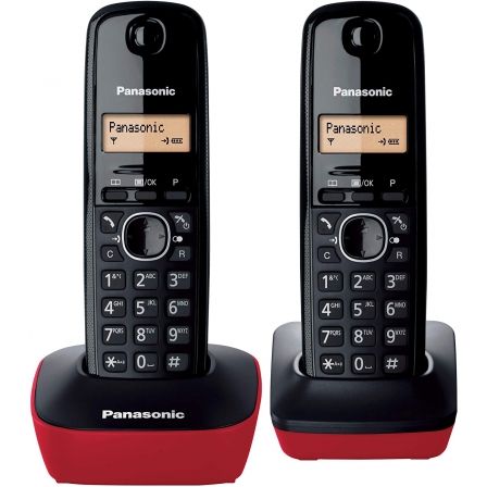 Teléfono Inalámbrico Panasonic KX-TG1612/ Pack DUO/ Negro y Rojo Teléfono Inalámbrico Panasonic KX-TG1612/ Pack DUO/ Negro y Rojo
