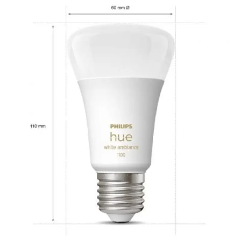Bombilla Led Inteligente Philips Hue White Ambiance A60/ Casquillo E27/ 8W/ 1100 Lúmenes/ 2200K-6500K/ Precisa Philips Hue Bridge Bombilla Led Inteligente Philips Hue White Ambiance A60/ Casquillo E27/ 8W/ 1100 Lúmenes/ 2200K-6500K/ Precisa Philips Hue Bridge