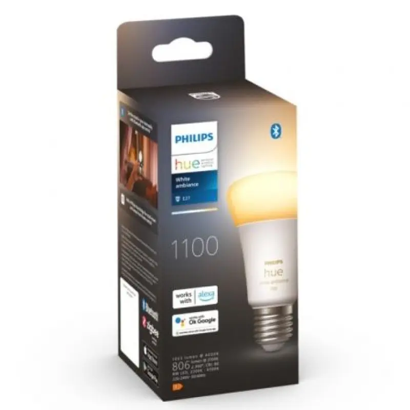 Bombilla Led Inteligente Philips Hue White Ambiance A60/ Casquillo E27/ 8W/ 1100 Lúmenes/ 2200K-6500K/ Precisa Philips Hue Bridge Bombilla Led Inteligente Philips Hue White Ambiance A60/ Casquillo E27/ 8W/ 1100 Lúmenes/ 2200K-6500K/ Precisa Philips Hue Bridge