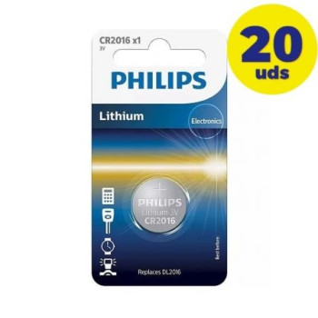 Pack de 20 Pilas de Botón Philips CR2016/ 3V Pack de 20 Pilas de Botón Philips CR2016/ 3V