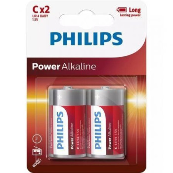 Pack de 2 Pilas C Philips LR14P2B/10/ 1.5V/ Alcalinas Pack de 2 Pilas C Philips LR14P2B/10/ 1.5V/ Alcalinas