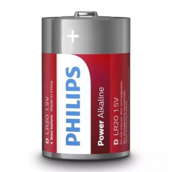 Pack de 2 Pilas D Philips LR20P2B/10/ 1.5V/ Alcalinas Pack de 2 Pilas D Philips LR20P2B/10/ 1.5V/ Alcalinas