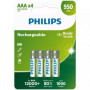 Pack de 4 Pilas AAA Philips R03B4A95/10/ 1.2V/ Recargables