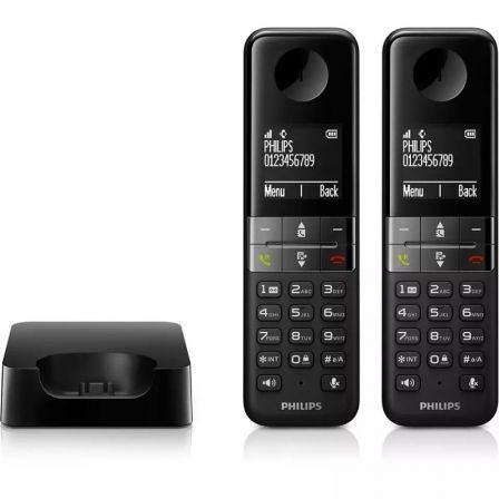 Teléfono Inalámbrico Philips D4702B/34/ Pack DUO/ Negro Teléfono Inalámbrico Philips D4702B/34/ Pack DUO/ Negro