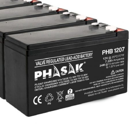 Batería Phasak PHB 1207 compatible con SAI/UPS PHASAK según especificaciones Batería Phasak PHB 1207 compatible con SAI/UPS PHASAK según especificaciones