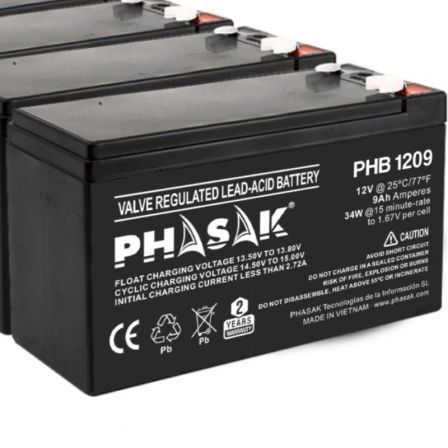Batería Phasak PHB 1209 compatible con SAI/UPS PHASAK según especificaciones Batería Phasak PHB 1209 compatible con SAI/UPS PHASAK según especificaciones