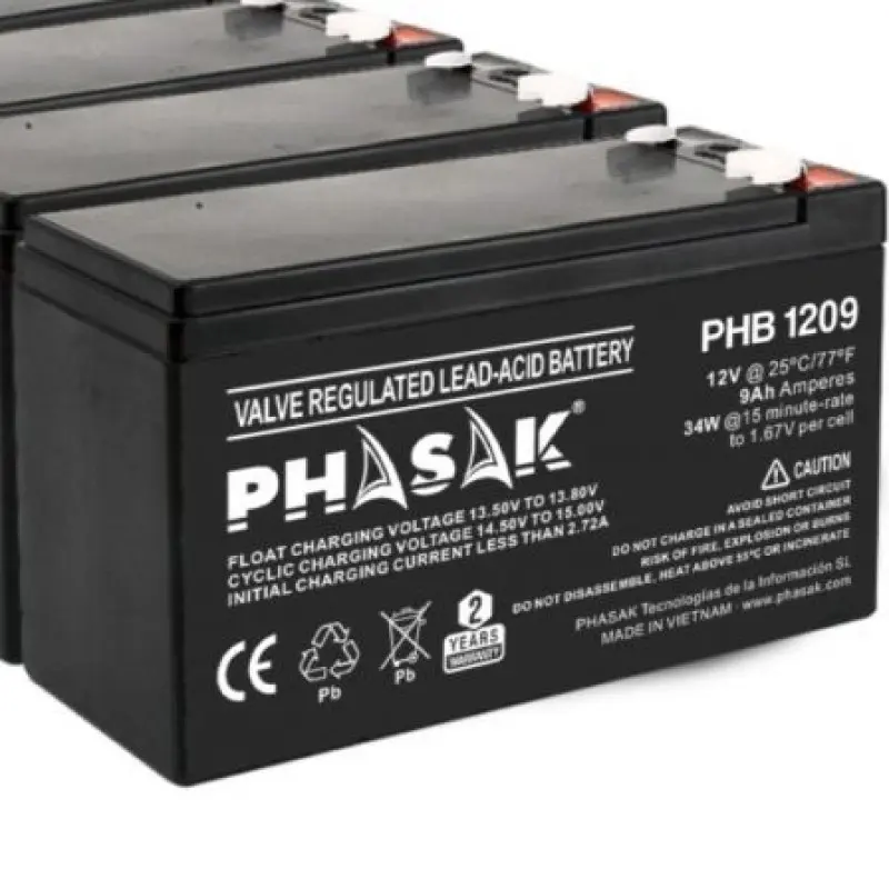 Batería Phasak PHB 1209 compatible con SAI/UPS PHASAK según especificaciones Batería Phasak PHB 1209 compatible con SAI/UPS PHASAK según especificaciones