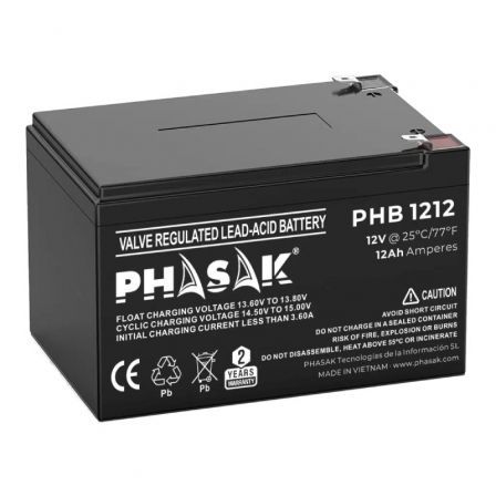 Batería Phasak PHB 1212 compatible con SAI/UPS PHASAK según especificaciones Batería Phasak PHB 1212 compatible con SAI/UPS PHASAK según especificaciones