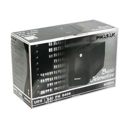 SAI Línea Interactiva Phasak Basic Interactive 600 VA/ 600VA-360W/ 2 Salidas/ Formato Torre SAI Línea Interactiva Phasak Basic Interactive 600 VA/ 600VA-360W/ 2 Salidas/ Formato Torre