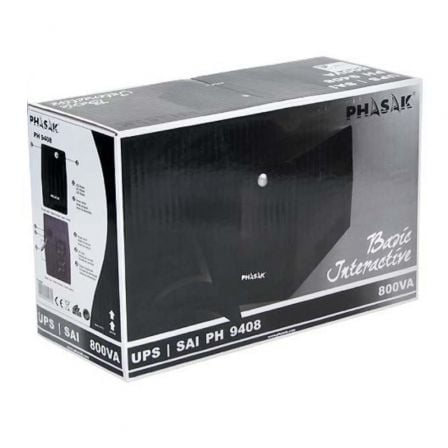 SAI Línea Interactiva Phasak Basic Interactive 800 VA/ 800VA-480W/ 2 Salidas/ Formato Torre SAI Línea Interactiva Phasak Basic Interactive 800 VA/ 800VA-480W/ 2 Salidas/ Formato Torre
