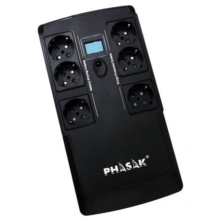 SAI Línea Interactiva Phasak Kryptos 800 VA/ 480W/ 6 Salidas/ Formato Bloque SAI Línea Interactiva Phasak Kryptos 800 VA/ 480W/ 6 Salidas/ Formato Bloque