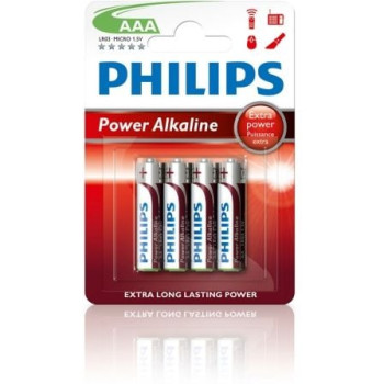 Pack de 4 Pilas AAA Philips LR03P4B/10/ 1.5V/ Alcalinas Pack de 4 Pilas AAA Philips LR03P4B/10/ 1.5V/ Alcalinas