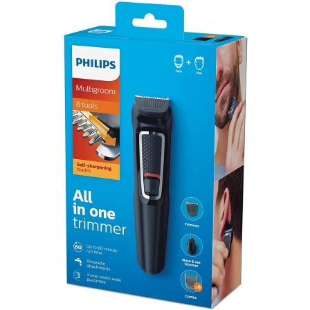 Cortapelos 8 en 1 Philips Multigroom Series 3000 MG-3730/15/ con Batería/ 11 Accesorios Cortapelos 8 en 1 Philips Multigroom Series 3000 MG-3730/15/ con Batería/ 11 Accesorios
