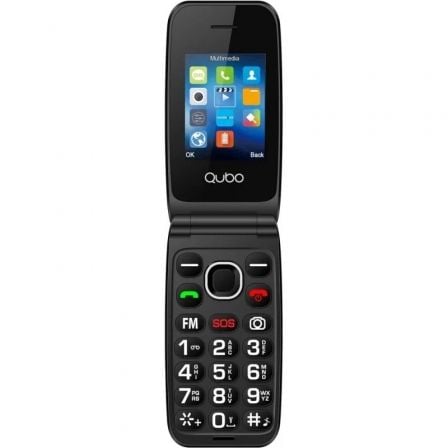 Teléfono Móvil Qubo NEON2W-SOS para Personas Mayores/ Negro/ Incluye Base de Carga Teléfono Móvil Qubo NEON2W-SOS para Personas Mayores/ Negro/ Incluye Base de Carga