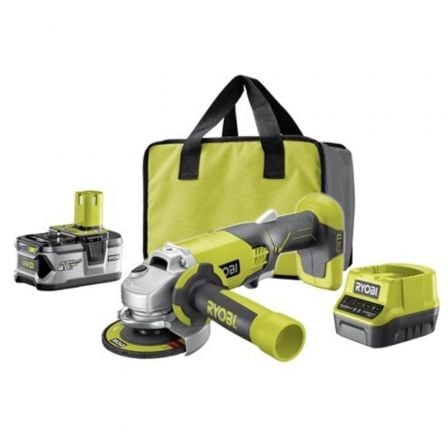 Amoladora Sin Cable Ryobi ONE+ R18AG-140S/ 1 Batería 18V 4.0 Ah/ Cargador 2.0 A/ Bolsa de Transporte Amoladora Sin Cable Ryobi ONE+ R18AG-140S/ 1 Batería 18V 4.0 Ah/ Cargador 2.0 A/ Bolsa de Transporte