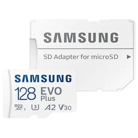Tarjeta de Memoria Samsung EVO Plus 2023 128GB microSD XC con Adaptador/ Clase 10/ 160MBs Tarjeta de Memoria Samsung EVO Plus 2023 128GB microSD XC con Adaptador/ Clase 10/ 160MBs