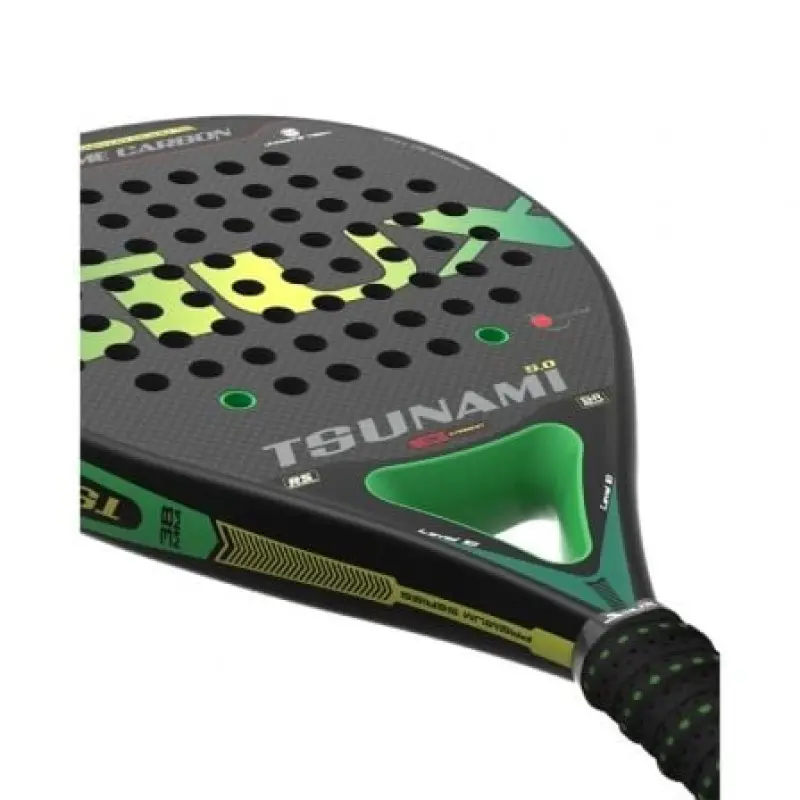 Pala de Pádel Siux Tsunami 5.0 3K/ Negra y Verde Pala de Pádel Siux Tsunami 5.0 3K/ Negra y Verde
