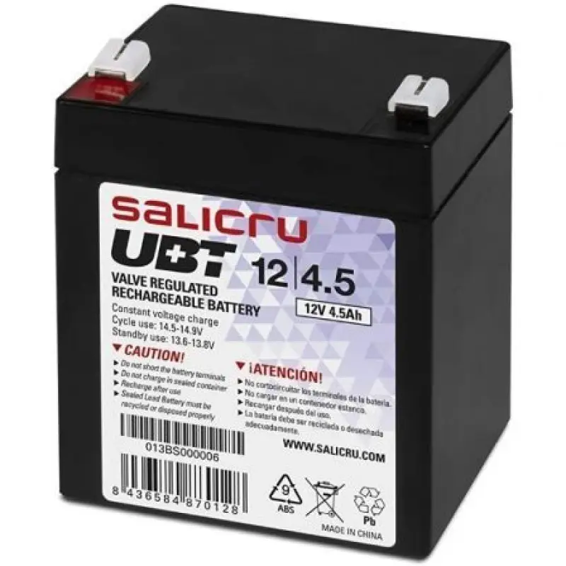 Batería Salicru UBT 12/4,5 compatible con SAI Salicru según especificaciones Batería Salicru UBT 12/4,5 compatible con SAI Salicru según especificaciones