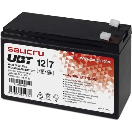 Batería Salicru UBT 12/7 V2 compatible con SAI Salicru según especificaciones Batería Salicru UBT 12/7 V2 compatible con SAI Salicru según especificaciones