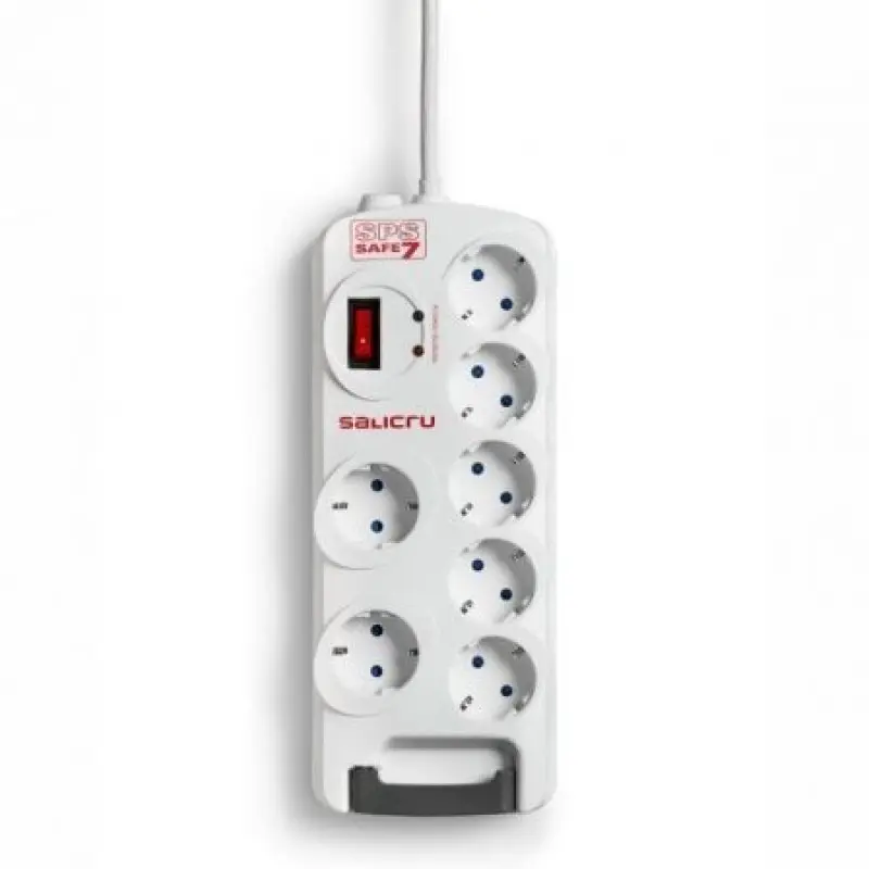 Regleta con interruptor Salicru SAFE 7/ 7 Tomas de corriente/ Cable 1.8m/ Blanca Regleta con interruptor Salicru SAFE 7/ 7 Tomas de corriente/ Cable 1.8m/ Blanca