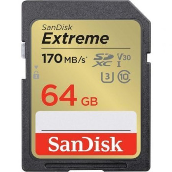 Tarjeta de Memoria SanDisk Extreme 64GB SD XC UHS-I Clase 10/ 170MBs Tarjeta de Memoria SanDisk Extreme 64GB SD XC UHS-I Clase 10/ 170MBs