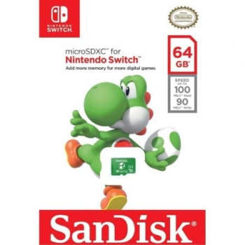 Tarjeta de Memoria SanDisk Nintendo Switch 64GB microSD XC UHS-I/ Clase 10/ 100MBs Tarjeta de Memoria SanDisk Nintendo Switch 64GB microSD XC UHS-I/ Clase 10/ 100MBs