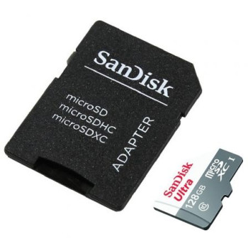 Tarjeta de Memoria SanDisk Ultra 128GB microSD XC con Adaptador/ Clase 10/ 80MB/s Tarjeta de Memoria SanDisk Ultra 128GB microSD XC con Adaptador/ Clase 10/ 80MB/s