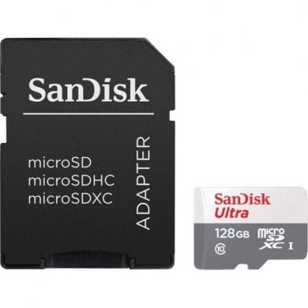 Tarjeta de Memoria SanDisk Ultra 128GB microSD XC con Adaptador/ Clase 10/ 80MB/s Tarjeta de Memoria SanDisk Ultra 128GB microSD XC con Adaptador/ Clase 10/ 80MB/s