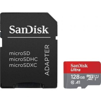 Tarjeta de Memoria SanDisk Ultra 128GB microSD XC con Adaptador/ Clase 10/ 140MBs Tarjeta de Memoria SanDisk Ultra 128GB microSD XC con Adaptador/ Clase 10/ 140MBs