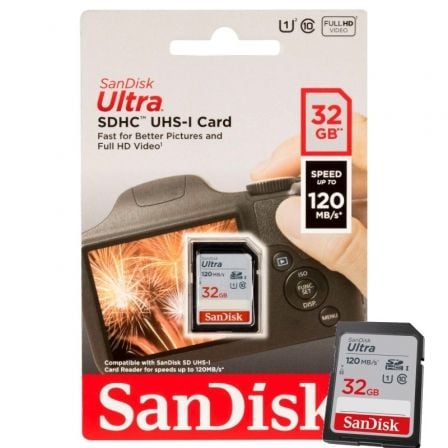 Tarjeta de Memoria SanDisk Ultra 32GB SD HC UHS-I - SDXC/ Clase 10/ 120MBs Tarjeta de Memoria SanDisk Ultra 32GB SD HC UHS-I - SDXC/ Clase 10/ 120MBs