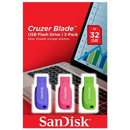 Pendrive 32GB SanDisk Cruzer Blade Pack 3 USB 2.0 Pendrive 32GB SanDisk Cruzer Blade Pack 3 USB 2.0