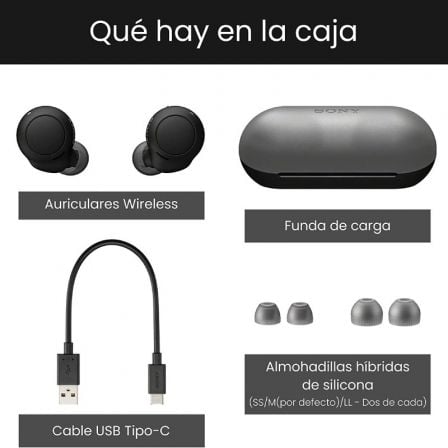 Auriculares Bluetooth Sony WF-C500 con estuche de carga/ Autonomía 5h/ Negros Auriculares Bluetooth Sony WF-C500 con estuche de carga/ Autonomía 5h/ Negros