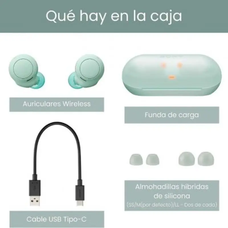 Auriculares Bluetooth Sony WF-C500 con estuche de carga/ Autonomía 5h/ Verdes Auriculares Bluetooth Sony WF-C500 con estuche de carga/ Autonomía 5h/ Verdes