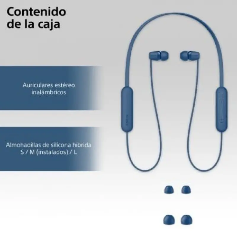 Auriculares Inalámbrico Intrauditivos Sony WI-C100/ con Micrófono/ Bluetooth/ Azules Auriculares Inalámbrico Intrauditivos Sony WI-C100/ con Micrófono/ Bluetooth/ Azules