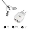 Cargador de Pared Subblim SUB-CHG-1ZWC01/ 2xUSB + Cable 3 en 1/ 12W/ Blanco Cargador de Pared Subblim SUB-CHG-1ZWC01/ 2xUSB + Cable 3 en 1/ 12W/ Blanco