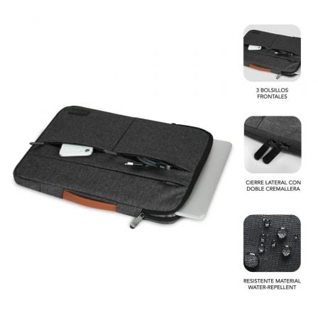 Funda Subblim Air Padding 360 Sleeve para Portátiles hasta 14'/ Gris Oscuro Funda Subblim Air Padding 360 Sleeve para Portátiles hasta 14'/ Gris Oscuro