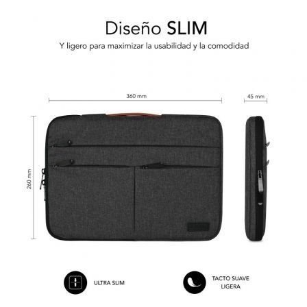 Funda Subblim Air Padding 360 Sleeve para Portátiles hasta 14'/ Gris Oscuro Funda Subblim Air Padding 360 Sleeve para Portátiles hasta 14'/ Gris Oscuro