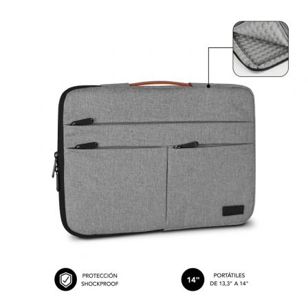 Funda Subblim Air Padding 360 Sleeve para Portátiles hasta 14'/ Gris Claro Funda Subblim Air Padding 360 Sleeve para Portátiles hasta 14'/ Gris Claro