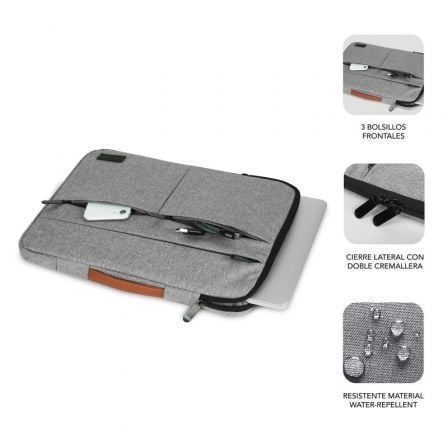 Funda Subblim Air Padding 360 Sleeve para Portátiles hasta 14'/ Gris Claro Funda Subblim Air Padding 360 Sleeve para Portátiles hasta 14'/ Gris Claro