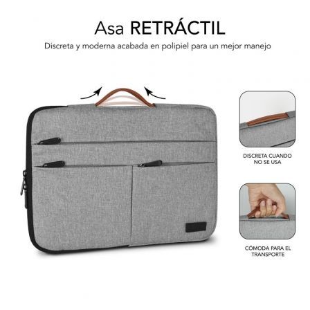 Funda Subblim Air Padding 360 Sleeve para Portátiles hasta 14'/ Gris Claro Funda Subblim Air Padding 360 Sleeve para Portátiles hasta 14'/ Gris Claro