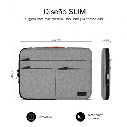 Funda Subblim Air Padding 360 Sleeve para Portátiles hasta 14'/ Gris Claro Funda Subblim Air Padding 360 Sleeve para Portátiles hasta 14'/ Gris Claro