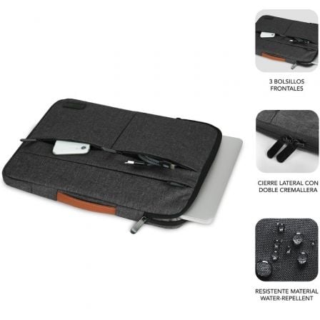 Funda Subblim Air Padding 360 Sleeve para Portátiles hasta 15.6'/ Gris Oscuro Funda Subblim Air Padding 360 Sleeve para Portátiles hasta 15.6'/ Gris Oscuro