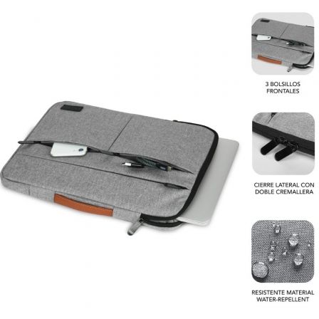 Funda Subblim Air Padding 360 Sleeve para Portátiles hasta 15.6'/ Gris Claro Funda Subblim Air Padding 360 Sleeve para Portátiles hasta 15.6'/ Gris Claro