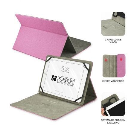 Funda Subblim Clever Stand para Tablets de 9'-10.1'/ Rosa Funda Subblim Clever Stand para Tablets de 9'-10.1'/ Rosa